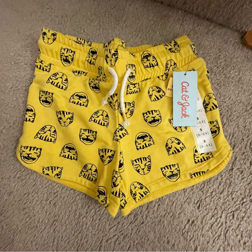 Cat & Jack Yellow Shorts with Cat Pattern